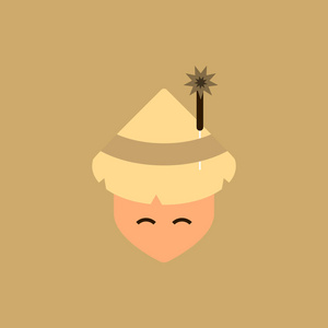 中国农历新年庆典的东方人矢量插画传统圆锥帽烟火的中国男子
