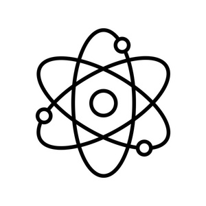 在白色背景上隔离的原子线图标.科学,教育,核物理,科学研究的象征.