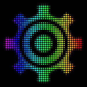光谱彩色像素齿轮图标
