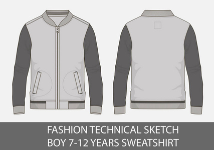 男孩712 年的时尚技术素描矢量图中的运动衫