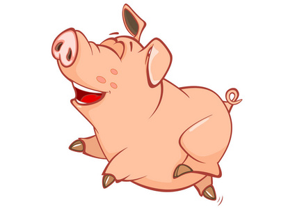 卡通搞笑的小猪足球运动员卡通猪坐在香槟杯卡通小猪吃樱桃果酱卡通猪