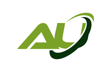 au 徽标旋风椭圆绿色字母矢量概念照片
