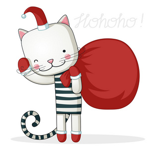 圣诞圣诞老人猫图片