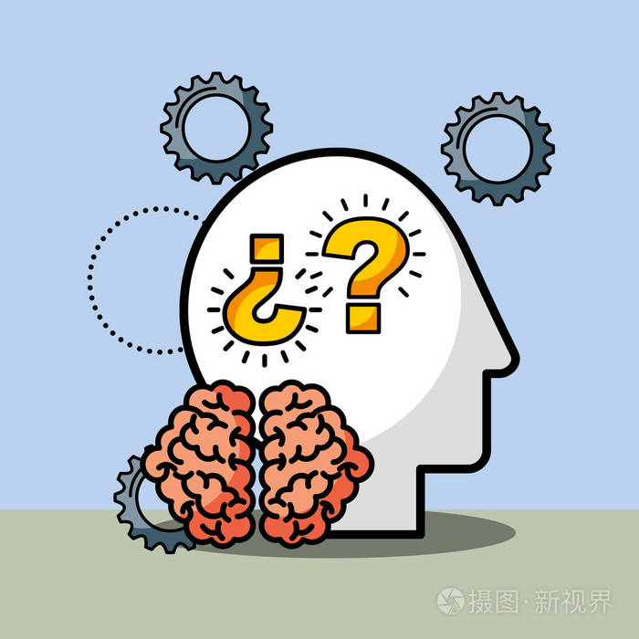 剪影人脑子问题创造性的想法