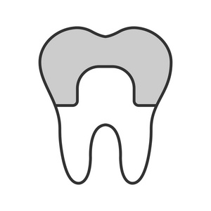 牙科皇冠颜色图标。修复牙齿。孤立向量插图