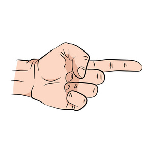 手指和手, 手势符号, 矢量图形, 白色背景上的实体图案2 手指向右扫