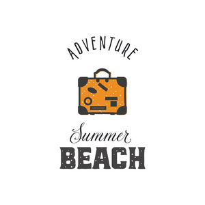 探险夏日沙滩。复古风格的印刷设计, 为 t恤衫打印补丁, 标志, 徽章和标签和其他用途。可用作彩色图标