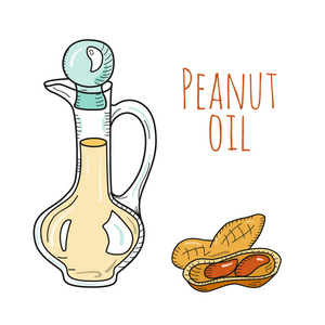 冷萃多彩的手绘制的花生油瓶照片