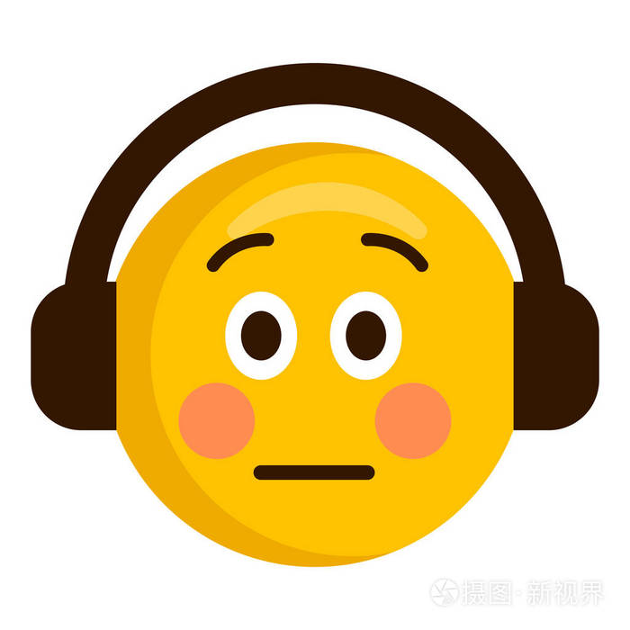 带有耳机图标的严重emoji表情