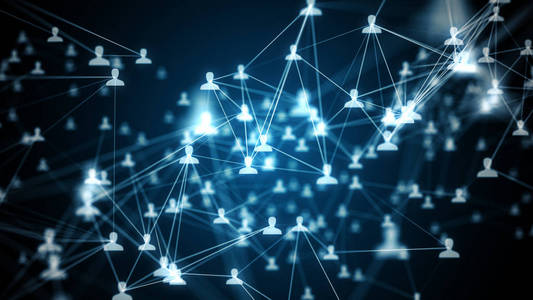 3d 连接互联网上的人的插图, 社交网络连接照片