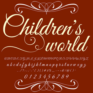脚本字体字体儿童世界老式脚本矢量字体标签和任何类型的设计