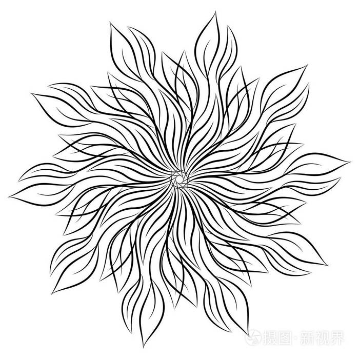 曼陀罗在白色背景上分离的圆形花卉装饰品装饰设计元素用于邀请贺卡