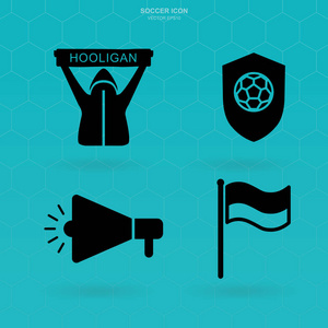 足球图标集。足球球迷俱乐部的标志和标志。矢量插图