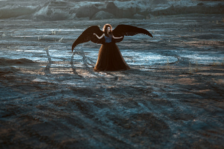 黑色翅膀的天使照片