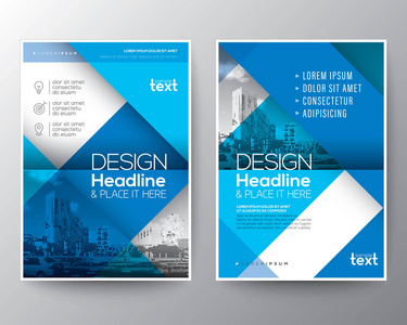 蓝色的小册子年度报告的封面海报海报设计布局模板