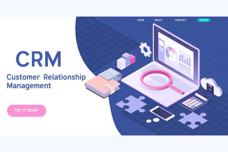 客户关系管理理念。Crm 等距向量图