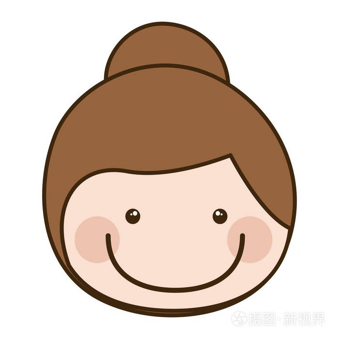 收集的头发颜色剪影卡通前脸女孩