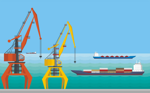 港口起重机插画