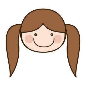 辫子头发颜色剪影卡通人脸正面女孩照片