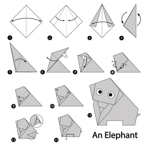 大象折纸 简单图片