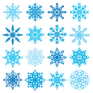 各种雪花形状装饰冬季集的矢量图