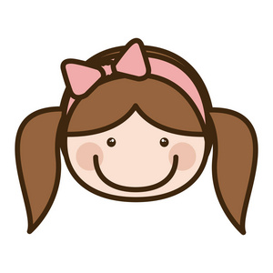 扎着马尾辫,粉红色的蝴蝶结花边头发颜色剪影卡通前脸女孩照片