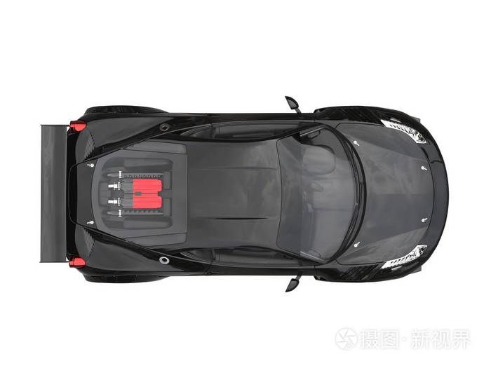 光泽乌黑跑车-顶视图