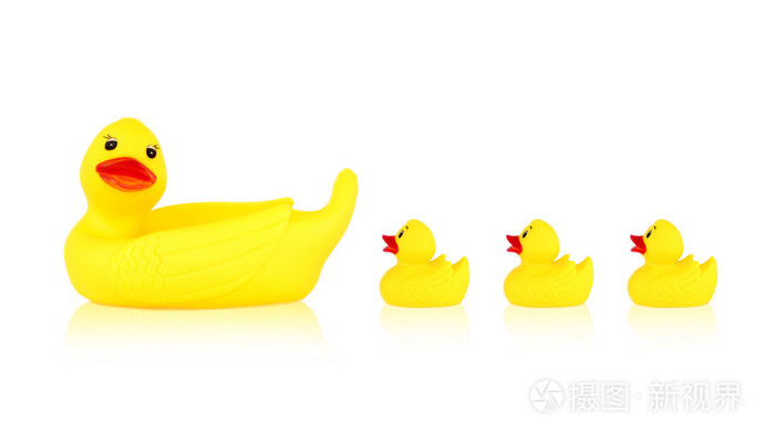 黄河母亲鸭橡胶和孤立的小鸭子橡胶的形象