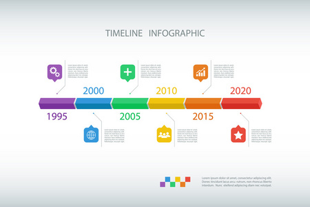时间线图表设计模板。矢量图