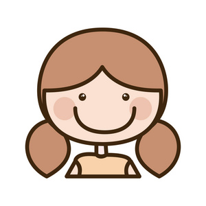 棕色的辫子头发颜色剪影卡通半身女孩照片