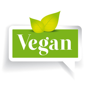 素食主义者标签矢量与叶绿色照片