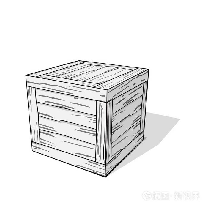 3d 的木箱,在卡通风格中执行.与主题的货物仓库矢量模板