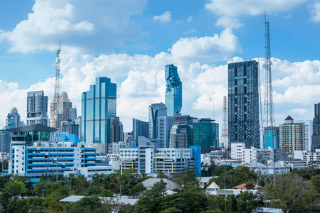 商业建筑曼谷市区，全景视图