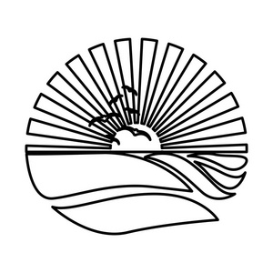 海洋的海鸥剪影圆形背景日落