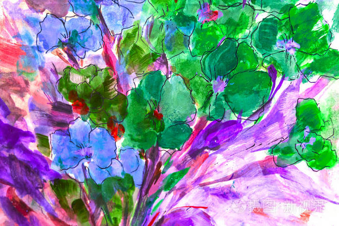 纹理油画花画生动的花朵植物群