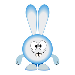 孤立的矢量滑稽的蓝色白色兔兔在白色背景 Eps 10