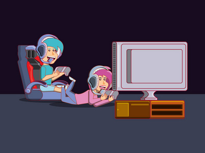 孩子玩电子游戏图片