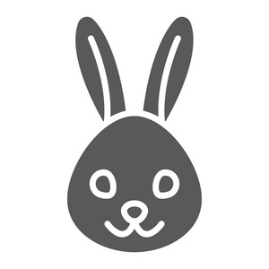 兔字形图标, 动物和动物园, 兔子符号矢量图形, 在白色背景上的固体图案, eps 10