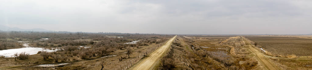 三角洲的河流 Evros，希腊，全景视图的一部分