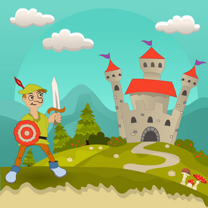 英雄精神在城堡前的英雄照片