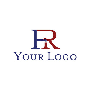 字母 f 和 r 与握手白色背景.徽标设计模板.平面设计照片