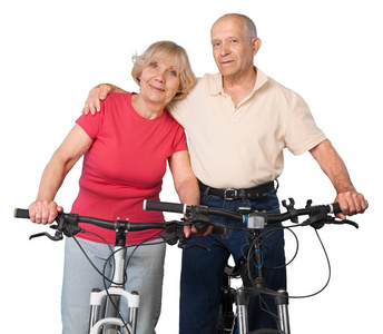 老夫妇去骑自行车