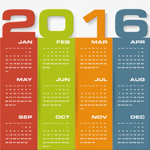 简单设计日历 2016 年矢量设计模板