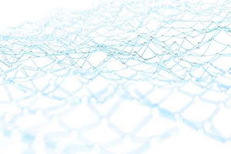 浮白色和蓝色的网点网络 3d 渲染照片