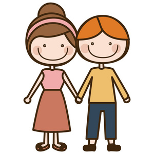 个收集与采取手发型剪影卡通的金发男人头发颜色和女孩相似素材图片