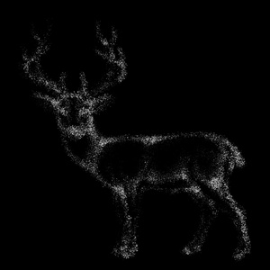 圣诞老人的驯鹿 500.000 雪花飘落在黑色的背景