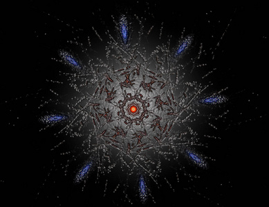 粒子的抽象形形式对主题的核物理科学和平面设计。发展波超现实设计中几何神圣的未来派量子数字全息图纹理