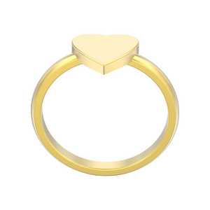 3d 例证被隔绝的黄色金子订婚婚礼心脏圆环在白色背景上