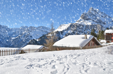 Braunwald，瑞士在冬天