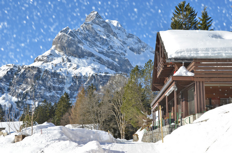 Braunwald，瑞士在冬天